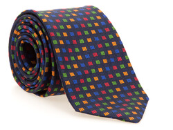 Hemley Multicolor Squares Silk Stropdas Navy-Party