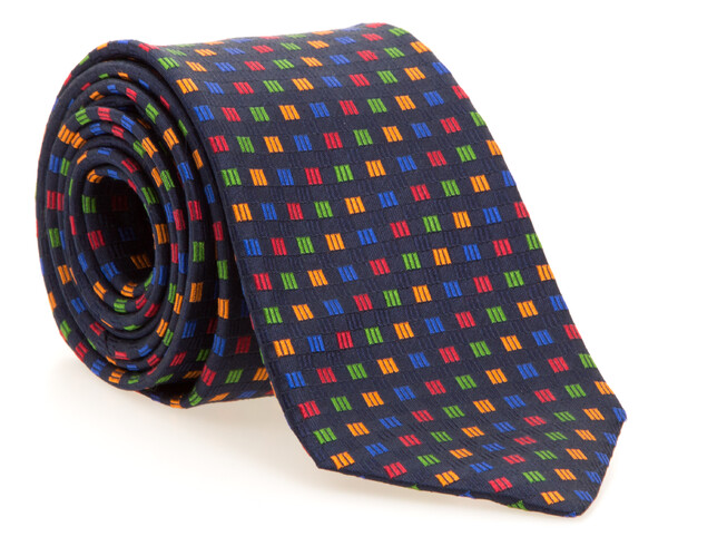 Hemley Multicolor Squares Silk Stropdas Navy-Party