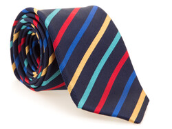 Hemley Multicolor Stripe Silk Stropdas Navy-Multi
