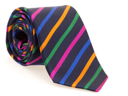 Hemley Multicolor Stripe Silk Stropdas Navy-Party