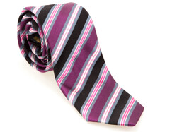 Hemley Multistripe Pattern Silk Tie Orchid