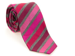 Hemley Multitexture Diagonal Silk-Cotton Stropdas Bordeaux Melange