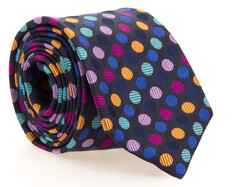 Hemley Mutlicolor Shiny Dot Silk Stropdas Navy-Party