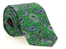 Hemley Paisley Shine Silk Stropdas Groen