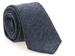 Hemley Rough Melange Wool Stropdas Donker Blauw