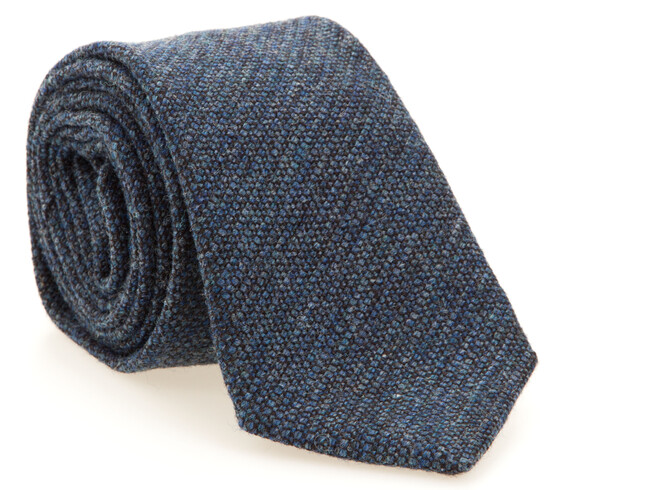 Hemley Rough Melange Wool Stropdas Donker Blauw