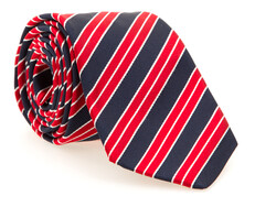 Hemley Smooth-Textured Stripe Silk Stropdas Rood-Navy