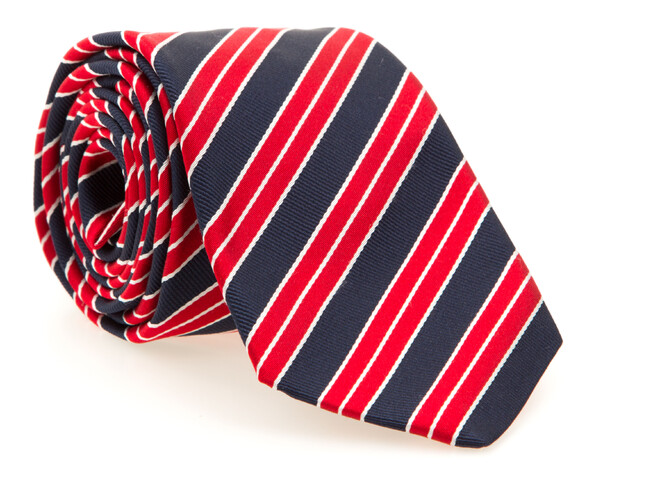 Hemley Smooth-Textured Stripe Silk Stropdas Rood-Navy