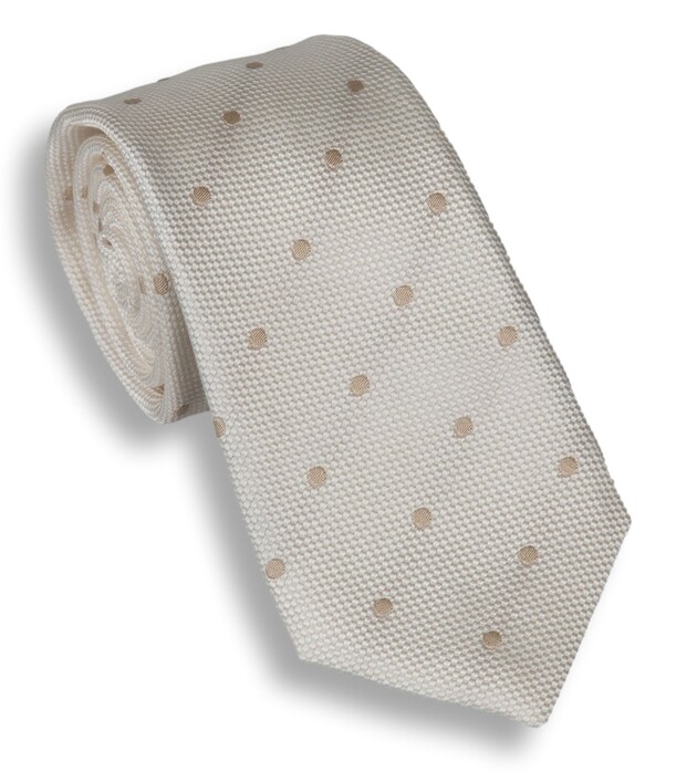 Hemley Structured Dot Pattern Silk Tie Ivory