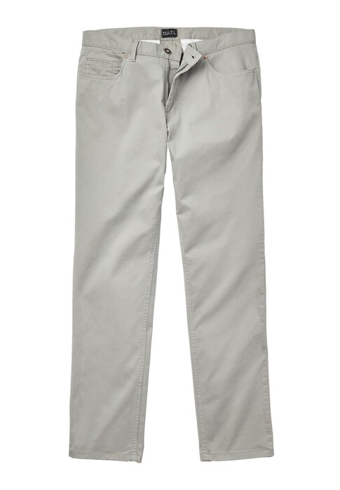 Hiltl Dude Fine Fabardine 5-Pocket Light Elastic Cotton Stretch Twill Broek Grijs