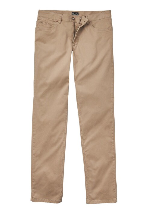 Hiltl Dude Fine Fabardine 5-Pocket Light Elastic Cotton Stretch Twill Broek Zand