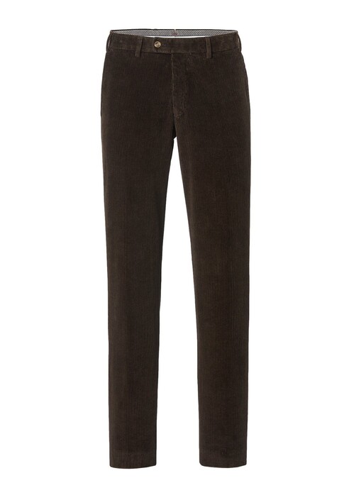 Hiltl Parma Italian Genua Corduroy Flat-Front Corduroy Broek Donker Bruin