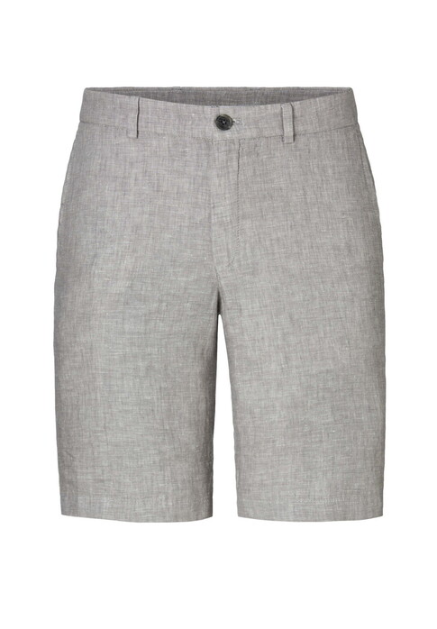 Hiltl Pat Flat-Front Essential Cooling Linnen Bermuda Licht Grijs