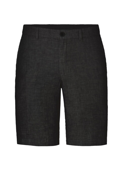 Hiltl Pat Flat-Front Essential Cooling Linnen Bermuda Zwart