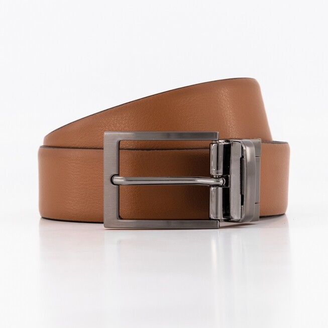 Hiltl Reversible Duo Color Leather Uni Fine Structure Riem Cognac-Zwart