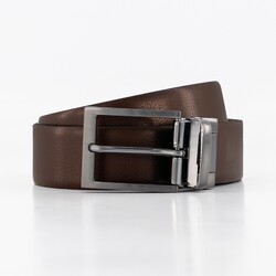Hiltl Reversible Duo Color Leather Uni Fine Structure Riem Donkerbruin-Zwart