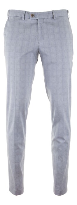Hiltl Tarent Slim-Fit Fine Check Broek Blauw-Grijs