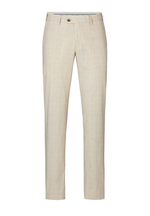 Hiltl Tilo I Light Glen Plaid Yarn Dyed Comfort Stretch Broek Beige