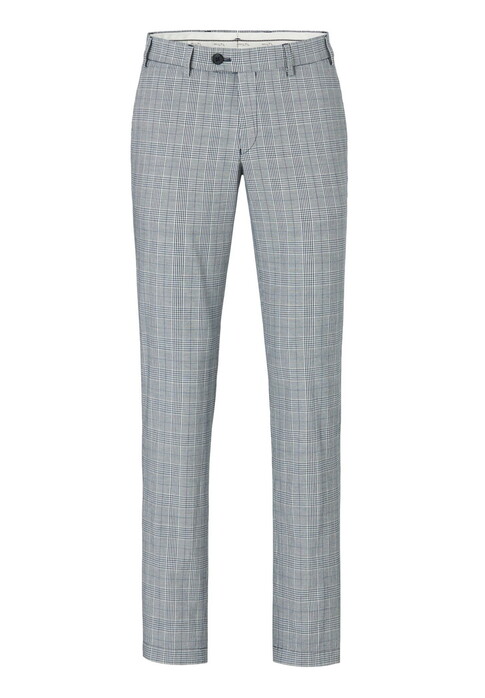 Hiltl Tilo I Light Glen Plaid Yarn Dyed Comfort Stretch Broek Blauw