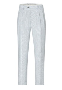 Hiltl Varmac-U Houndstooth Pattern Cotton Linnen Broek Blauw-Beige