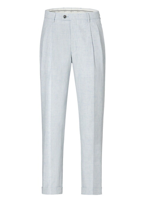Hiltl Varmac-U Houndstooth Pattern Cotton Linnen Broek Blauw-Beige