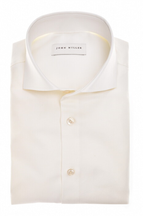 John Miller Allover Fine Pattern Cotton Non-Iron Overhemd Antiekwit