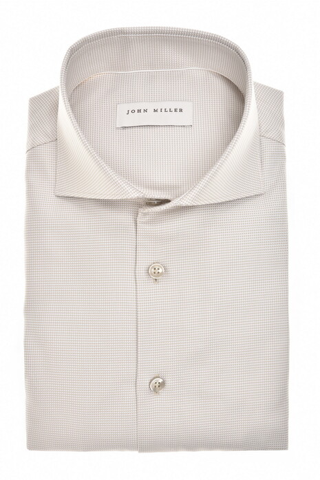 John Miller Allover Fine Pattern Cotton Non-Iron Shirt Light Grey