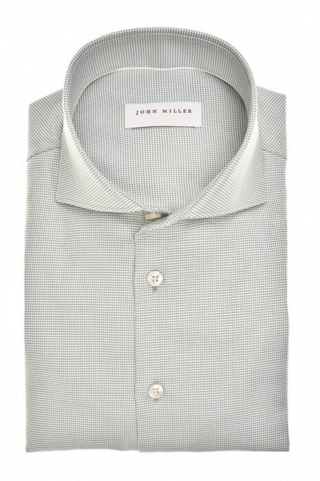 John Miller Allover Fine Pattern Cotton Non-Iron Shirt Mid Green