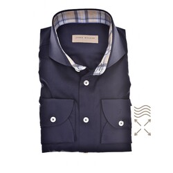 John Miller Bold Check Collar Tailored Fit Overhemd Navy