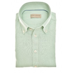 John Miller Button Down Casual Slim Linen Cotton Shirt Light Green