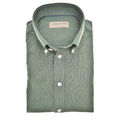 John Miller Button Down Casual Slim Linnen Cotton Overhemd Donker Groen