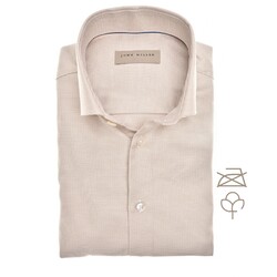 John Miller Button-Down Cotton Non-Iron Fine Pattern Overhemd Licht Bruin