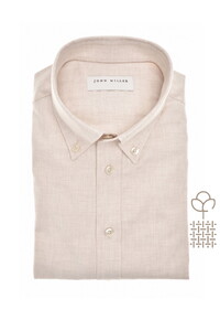 John Miller Button Down Faux-Uni Fine Flanel Overhemd Antiekwit
