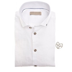 John Miller Button-Down Linen Mélange Texture Shirt White