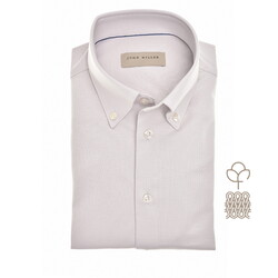John Miller Button Down Plain Color Cotton Tricot Overhemd Licht Grijs