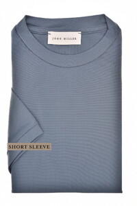 John Miller Casual Crew Neck Solid Color Hyperstretch T-Shirt Midden Blauw