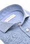 John Miller Casual Linnen Cotton Fine Herringbone Pattern Overhemd Midden Blauw