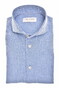 John Miller Casual Linnen Cotton Fine Herringbone Pattern Overhemd Midden Blauw