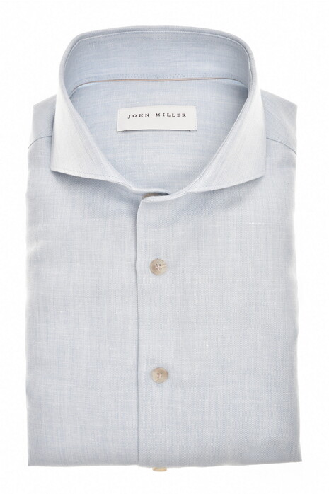John Miller Chambray Effect Subtle Mélange Look Airy Fabric Blend Overhemd Licht Blauw
