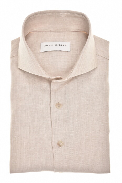 John Miller Chambray Effect Subtle Mélange Look Airy Fabric Blend Overhemd Sandy