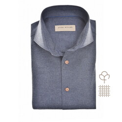 John Miller Cutaway Collar Cotton Flanel Overhemd Navy
