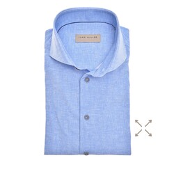 John Miller Cutaway Collar Faux-Uni Hyperstretch Overhemd Licht Blauw