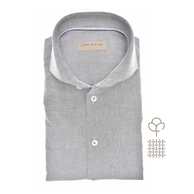 John Miller Cutaway Collar Flanel Extra Long Sleeve Overhemd Donker Grijs