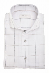 John Miller Cutaway Collar Large Check Easy Care Shirt White