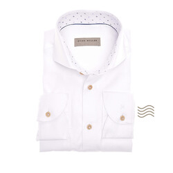 John Miller Dot Contrast Collar Tailored Fit Overhemd Wit