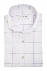 John Miller Easy Care Cotton Large Check Overhemd Wit-Blauw