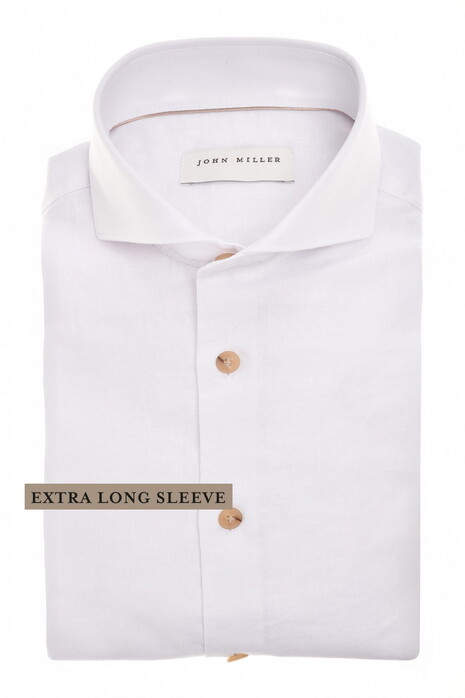 John Miller Extra Long Sleeve 7 Cotton Linnen Cutaway Collar Overhemd Wit