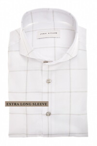 John Miller Extra Long Sleeve 7 Easy Care Cotton Large Check Shirt White