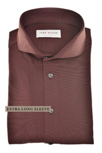 John Miller Extra Long Sleeve Hyperstretch Cutaway Collar Overhemd Donker Rood