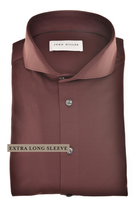 John Miller Extra Long Sleeve Hyperstretch Cutaway Collar Overhemd Donker Rood